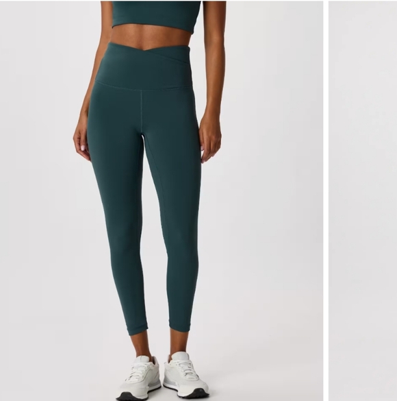 Quince Pants - NWT Quince Ultra-Form High-Rise Crossover Legging Forest Green Small